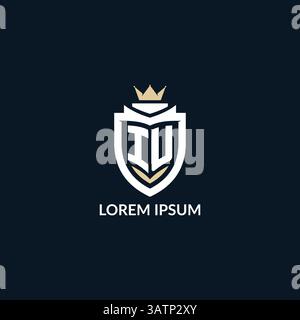 Initial letter IU shield and crown logo style, esport team logo design inspiration vector graphic Stock Vector