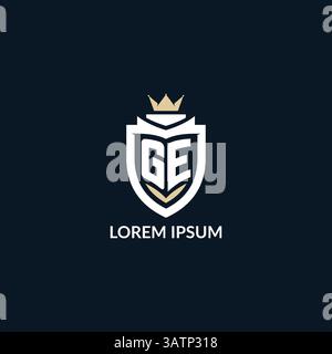Initial letter GE shield and crown logo style, esport team logo design inspiration vector graphic Stock Vector