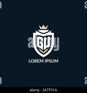 Initial letter GW shield and crown logo style, esport team logo design inspiration vector graphic Stock Vector
