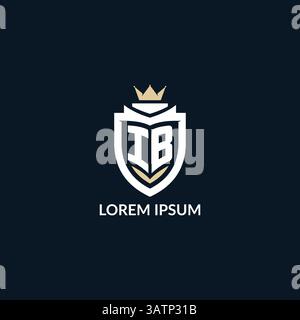 Initial letter IB shield and crown logo style, esport team logo design inspiration vector graphic Stock Vector