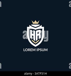 Initial letter HR shield and crown logo style, esport team logo design inspiration vector graphic Stock Vector