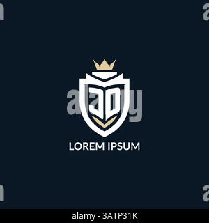 Initial letter JD shield and crown logo style, esport team logo design inspiration vector graphic Stock Vector