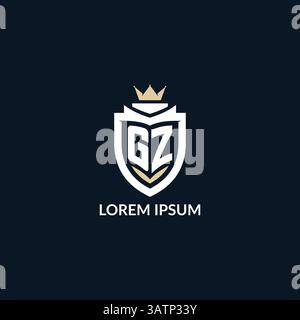 Initial letter GZ shield and crown logo style, esport team logo design inspiration vector graphic Stock Vector
