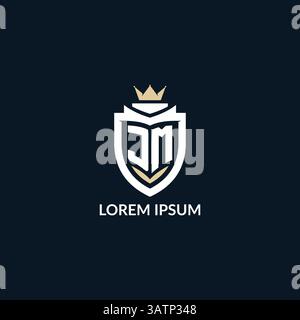 Initial letter JM shield and crown logo style, esport team logo design inspiration vector graphic Stock Vector