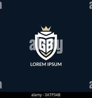 Initial letter GB shield and crown logo style, esport team logo design inspiration vector graphic Stock Vector