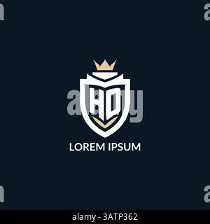 Initial letter HO shield and crown logo style, esport team logo design inspiration vector graphic Stock Vector