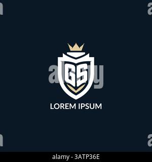 Initial letter GS shield and crown logo style, esport team logo design inspiration vector graphic Stock Vector