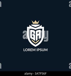 Initial letter GA shield and crown logo style, esport team logo design inspiration vector graphic Stock Vector