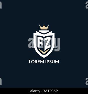 Initial letter FZ shield and crown logo style, esport team logo design inspiration vector graphic Stock Vector