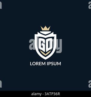 Initial letter GO shield and crown logo style, esport team logo design inspiration vector graphic Stock Vector