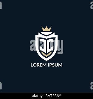 Initial letter JC shield and crown logo style, esport team logo design inspiration vector graphic Stock Vector