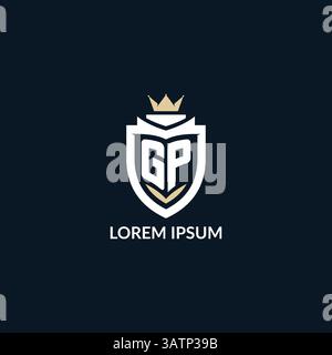 Initial letter GP shield and crown logo style, esport team logo design inspiration vector graphic Stock Vector