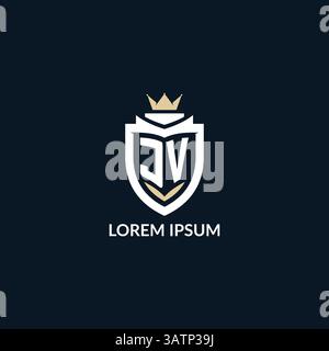 Initial letter JV shield and crown logo style, esport team logo design inspiration vector graphic Stock Vector