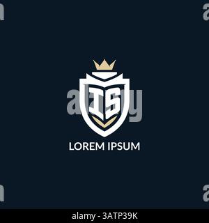 Initial letter IS shield and crown logo style, esport team logo design inspiration vector graphic Stock Vector