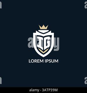 Initial letter IG shield and crown logo style, esport team logo design inspiration vector graphic Stock Vector