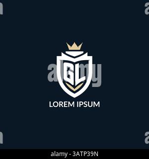 Initial letter GL shield and crown logo style, esport team logo design inspiration vector graphic Stock Vector