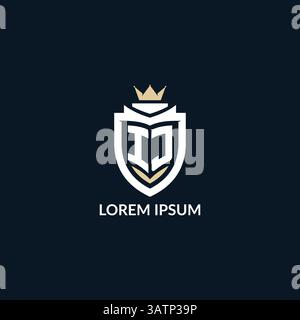 Initial letter IJ shield and crown logo style, esport team logo design inspiration vector graphic Stock Vector