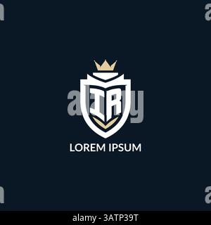 Initial letter IR shield and crown logo style, esport team logo design inspiration vector graphic Stock Vector