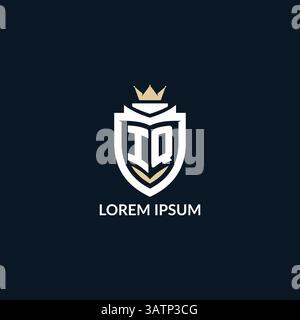 Initial letter IQ shield and crown logo style, esport team logo design inspiration vector graphic Stock Vector