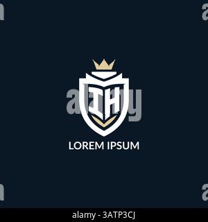 Initial letter IH shield and crown logo style, esport team logo design inspiration vector graphic Stock Vector