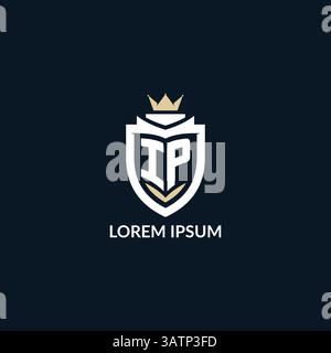 Initial letter IP shield and crown logo style, esport team logo design inspiration vector graphic Stock Vector