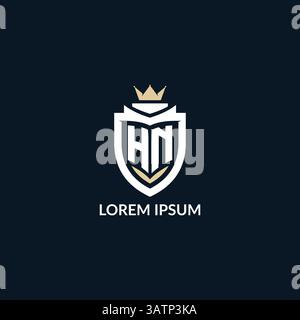 Initial letter HN shield and crown logo style, esport team logo design inspiration vector graphic Stock Vector