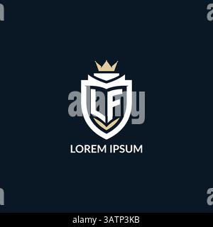 Initial letter LF shield and crown logo style, esport team logo design inspiration vector graphic Stock Vector