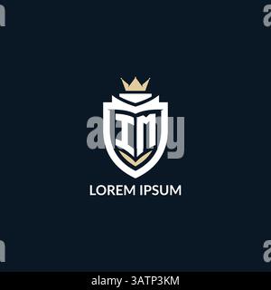 Initial letter IM shield and crown logo style, esport team logo design inspiration vector graphic Stock Vector