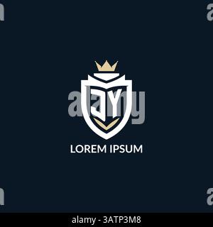 Initial letter JY shield and crown logo style, esport team logo design inspiration vector graphic Stock Vector