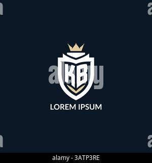Initial letter KB shield and crown logo style, esport team logo design inspiration vector graphic Stock Vector