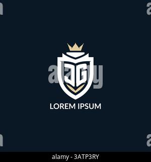 Initial letter JG shield and crown logo style, esport team logo design inspiration vector graphic Stock Vector