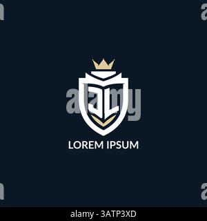 Initial letter JL shield and crown logo style, esport team logo design inspiration vector graphic Stock Vector