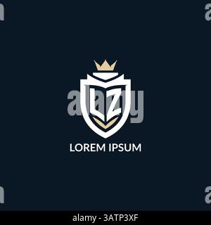 Initial letter LZ shield and crown logo style, esport team logo design inspiration vector graphic Stock Vector