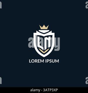 Initial letter LN shield and crown logo style, esport team logo design inspiration vector graphic Stock Vector