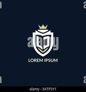 Initial letter LJ shield and crown logo style, esport team logo design inspiration vector graphic Stock Vector