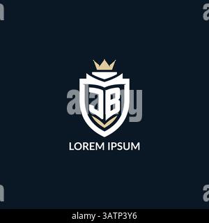 Initial letter JB shield and crown logo style, esport team logo design inspiration vector graphic Stock Vector