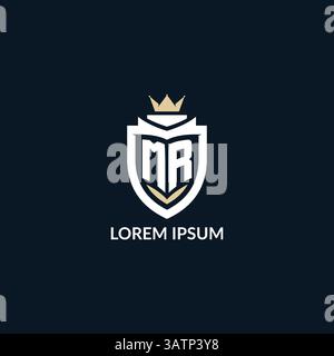 Initial letter MR shield and crown logo style, esport team logo design inspiration vector graphic Stock Vector