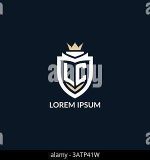 Initial letter LC shield and crown logo style, esport team logo design inspiration vector graphic Stock Vector