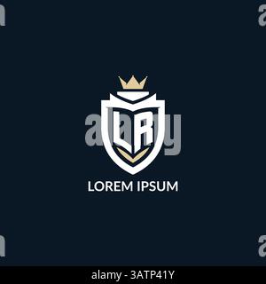 Initial letter LR shield and crown logo style, esport team logo design inspiration vector graphic Stock Vector