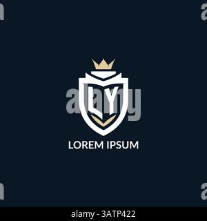 Initial letter LY shield and crown logo style, esport team logo design inspiration vector graphic Stock Vector