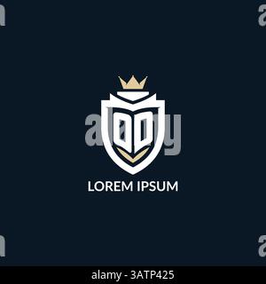 Initial letter OD shield and crown logo style, esport team logo design inspiration vector graphic Stock Vector