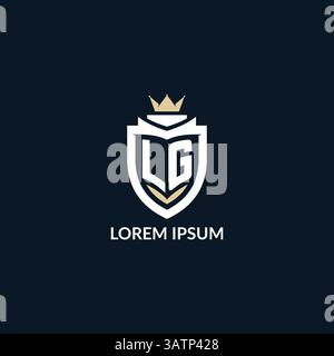 Initial letter LG shield and crown logo style, esport team logo design inspiration vector graphic Stock Vector