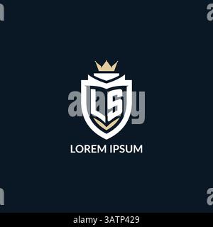 Initial letter LS shield and crown logo style, esport team logo design inspiration vector graphic Stock Vector