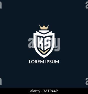 Initial letter KS shield and crown logo style, esport team logo design inspiration vector graphic Stock Vector