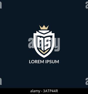 Initial letter MS shield and crown logo style, esport team logo design inspiration vector graphic Stock Vector