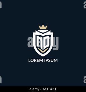 Initial letter ND shield and crown logo style, esport team logo design inspiration vector graphic Stock Vector