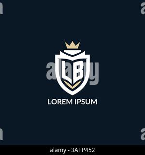 Initial letter LB shield and crown logo style, esport team logo design inspiration vector graphic Stock Vector