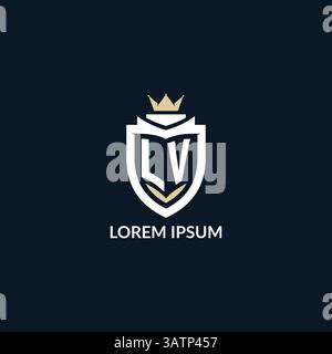 Initial letter LV shield and crown logo style, esport team logo design inspiration vector graphic Stock Vector