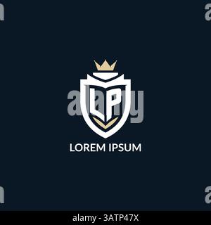 Initial letter LP shield and crown logo style, esport team logo design inspiration vector graphic Stock Vector