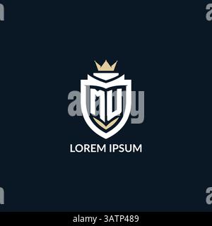 Initial letter MU shield and crown logo style, esport team logo design inspiration vector graphic Stock Vector